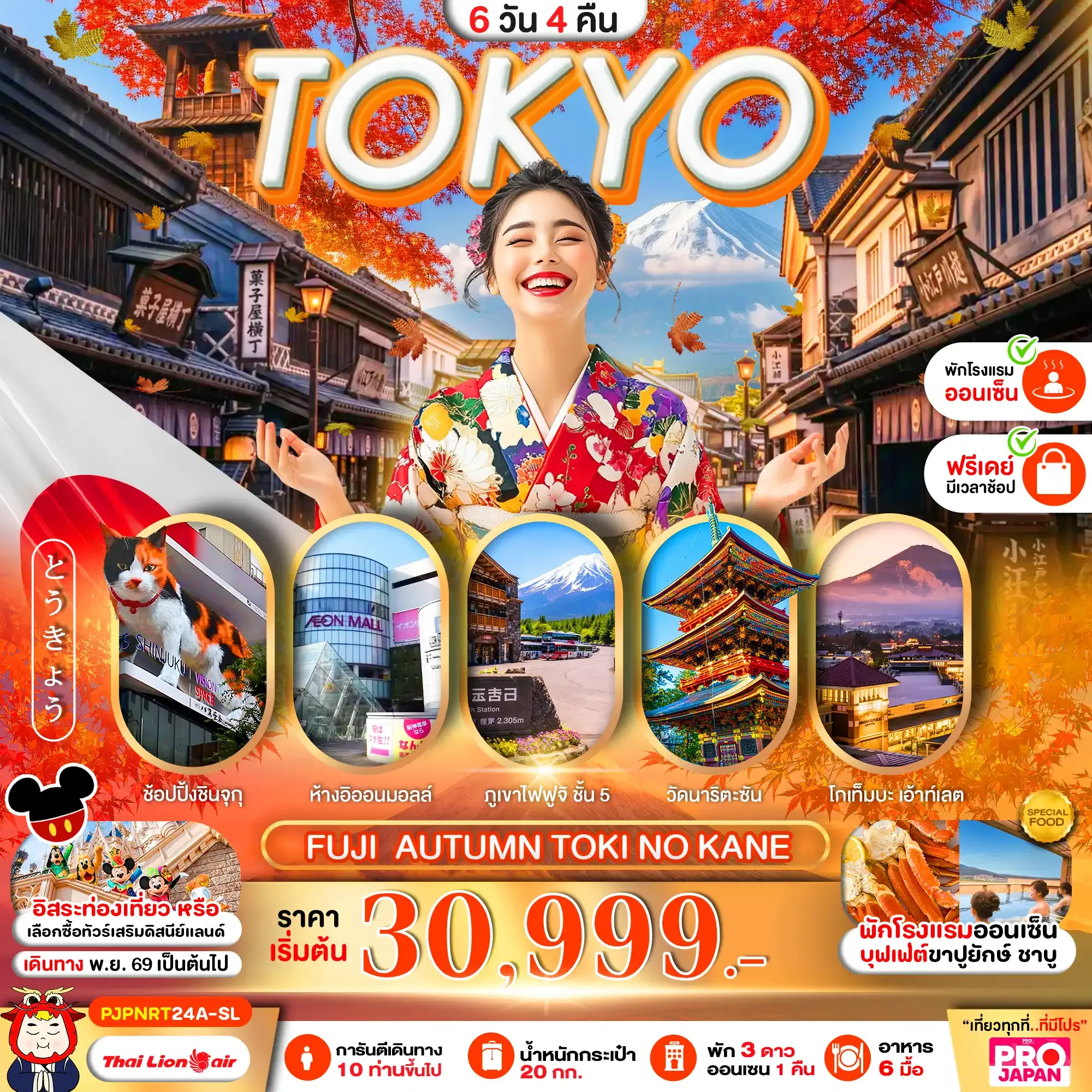 ทัวร์ญี่ปุ่น TOKYO FUJI AUTUMN TOKI NO KANE FREE DAY 6วัน 4คืน